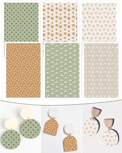 Puocaon Flowers Clay Transfer Paper - 18 Pcs Small Flowers Polymer Clay Transfer Sheets for Jewelry Earrings Making