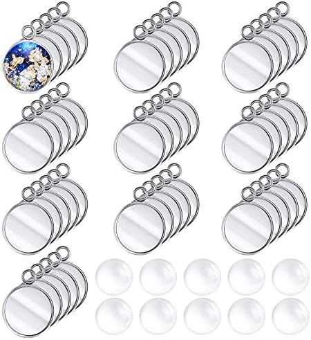 Hicarer 200 Pieces 12 mm Stainless Steel Round Blank Bezel Set