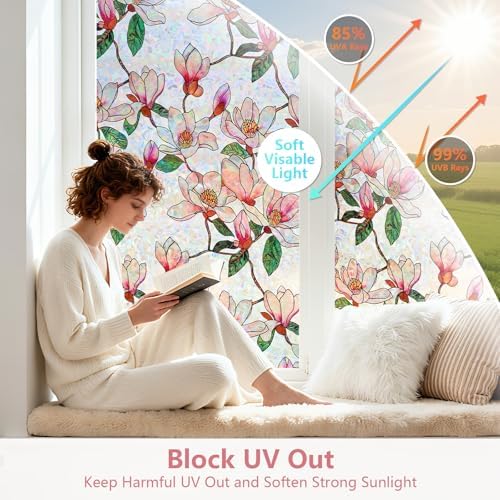 Kromapolis Window Privacy Film, Stained Glass Sticker, 45.2" x 78.7"