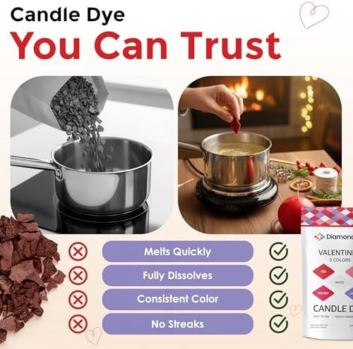 Valentine Candle Dye Chips, Soy & Paraffin Candle Making, 5 Colors