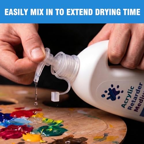 Falling in Art 33.8 Oz Acrylic Paint Retarder Medium, Slow Drying Medium | for Acrylic Paint, Professional Acrylic Fluid Mediums