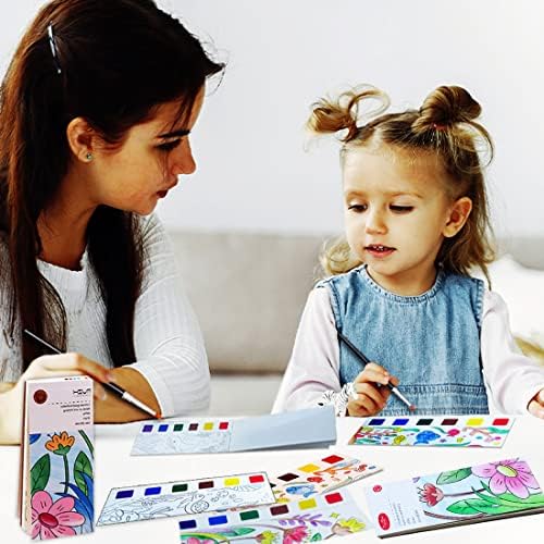 JUNQIU Watercolor Coloring Books for Kids Ages 4-8, Pocket Watercolor Painting Book for Toddlers, Easter Basket Stuffers For Girls Boys, Stocking Stuffers For Kids