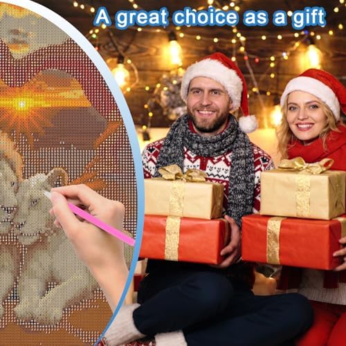 MVVMTOP Diamond Painting Kit for Adults 5D DIY Lion Full Drill Round Diamond Art Kits for Beginners Crystal Rhinestone Embroidery Painting Home Wall Decor Gift