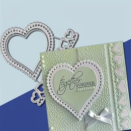 Cutting Dies Metal Stencils Scrapbooking Tools DIY Embossing Template for Paper Card Making Album Arts Crafts Supplies (Love Heart Border-10.2x12cm)