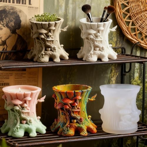 Resin Mushroom Molds, Silicone Tree Stump Mold for Epoxy, Concrete