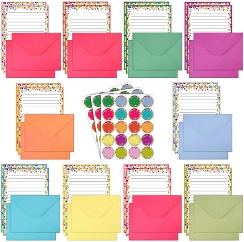TaoBary 160 Pcs Polka Dot Stationery Paper and Envelopes Set, 5.5 x 8.25''