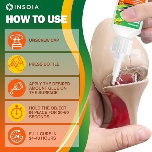 INSOIA Super Shoe Glue Clear, 20g, Strong Sole Repair, with Precision Tips