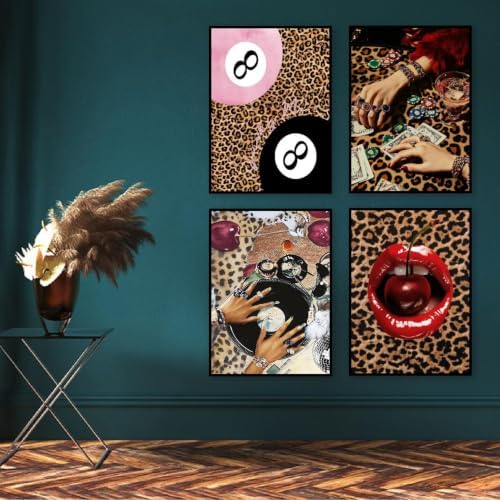 AIBOERL 4 Pack Paint by Numbers Kit for Adults Beginner,Leopard,12X16In