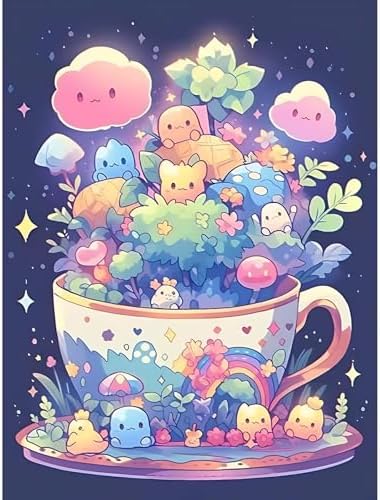 ajepon Cute Diamond Painting Kits for Adults - Diamond Art Kits for Cartoon, Cup Gem Art Kits for Adults for Gift Home Wall Decor (12x16inch)