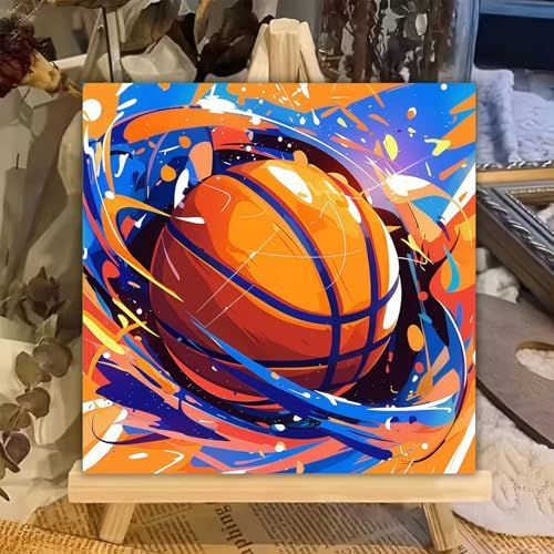 XTCIXAL Paint by Numbers Kit for Kids, Basketball, 8X8 inch