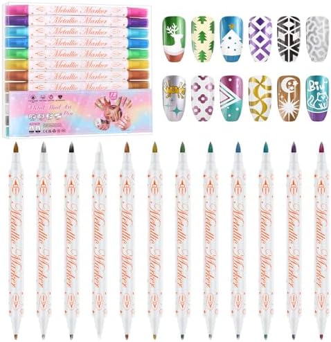 12 Colors 3D Nail Art Pens Set Kalolary Double-headed Nail Point