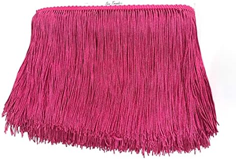 10 Yards of 4" Long Chainette Fringe Thread Yarn Tassel Trim Braid Fringe for Crafts Sewing and Decor-Fuchsia Hot Pink