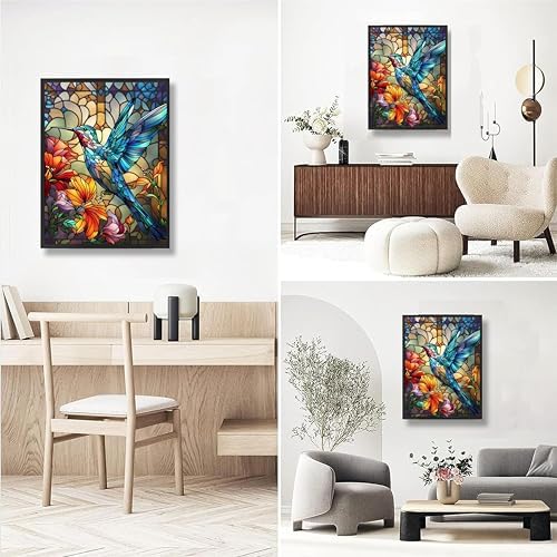 Hummingbird Paint by Numbers for Adults with Framed Canvas - Wooden Easel