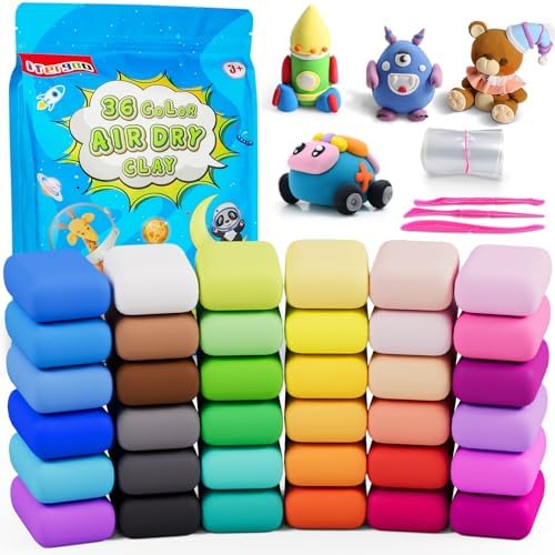 ifergoo Air Dry Clay, 36 Colors Magic Foam DIY Molding Clay for Slime | Slime add ins & Supplies, Soft & Non-Sticky, Easy to use, School Projects, Great Toys Gift for Ages 3-12 Boys & Girls Kids