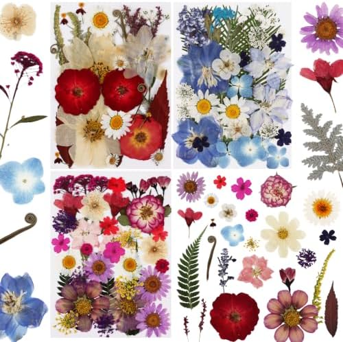 105 Pcs Dried Pressed Flowers for Resin,Bulk Natural Real Dried Flowers