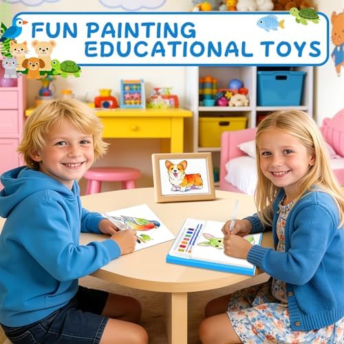 CHICAUP Paint with Water Coloring Books for Kids, Pet Themed Watercolor Painting Kit Painting Activity for Children, Creative Arts Crafts Drawing Gift Toy for Boys & Girls Ages 3-12
