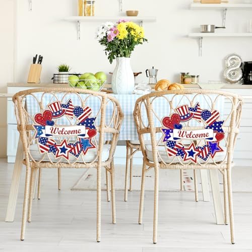 Large 12" Wooden 4th of July Crafts Star Ornaments to Paint, DIY Blank Unfinished Star Door Sign Wreaths for Front Door Plaque 250th Anniversary Hanging Patriotic Day Independence Day Decoration