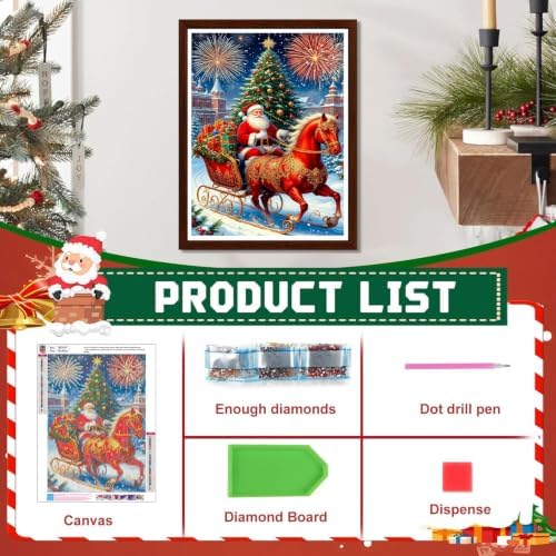 XUCNWL Christmas Diamond Art Kits for Adults,Santa Claus Diamond Painting