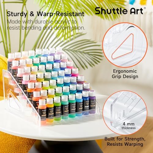 Shuttle Art Acrylic Paint Organizer, 7 Layers Clear Storage Rack, Snap On Organizer for Acrylic Paint, Oil Paints, Nail Polish and Craft Supplies