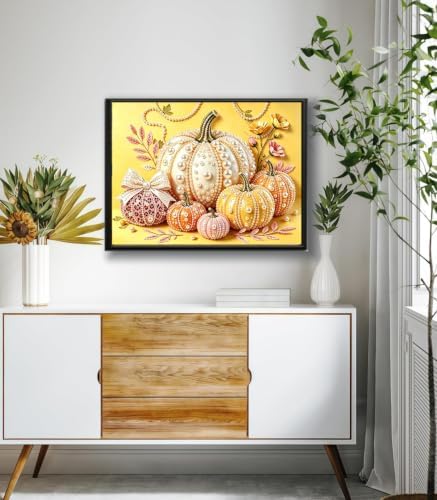 5D Diamond Art Kits for Adult Beginner, Pumpkin Pearl Diamond Painting Kit