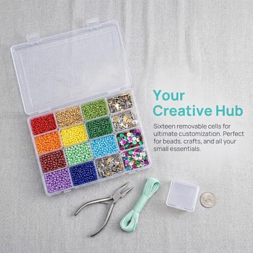 4 Pack Bead Storage Container, 64 Grids Small Nail Organizer Boxes