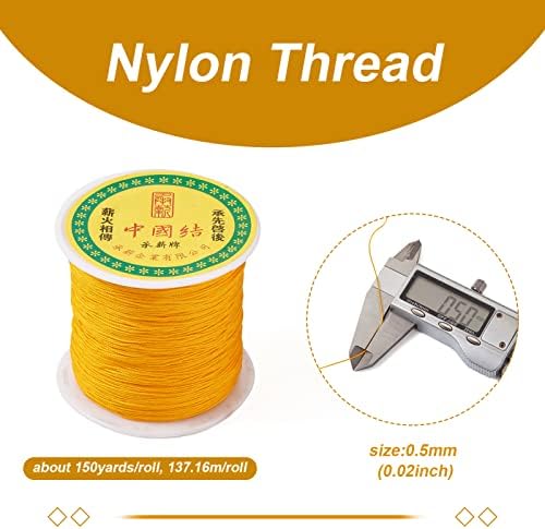 150 Yards 0.5mm Braided Nylon Crafting Thread Chinese Knotting Beading String Macrame Cord Rope for Necklace Bracelet Jewelry Craft Making, Dark Orange
