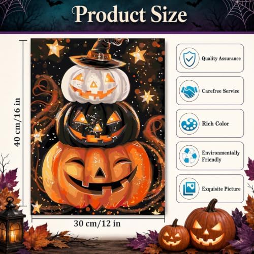 Halloween Paint by Numbers Kit for Adults,Pumpkin Paint by Number 12x16 in