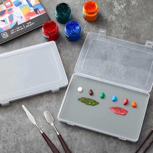Nuanchu 2 Set Glass Oil Paint Palette, Airtight, 10.2 x 6.8 Inches, Grey | Handy Tempered Glass for Oil Painting, Moisture-proof lid Keep Paint Fresh, Portable Travel Outdoor, Leak-proof Airtight Seal