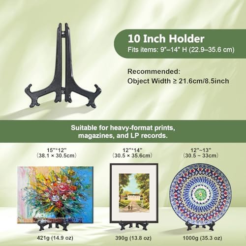 Artliving 10 Inch Black 6pcs/Set Plastic Easels Plate Display Stands Picture Frame Stand Holder