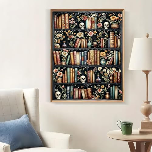 Tabszca Halloween Bookshelf Paint by Numbers Kit for Adults 16 X 20 Inch