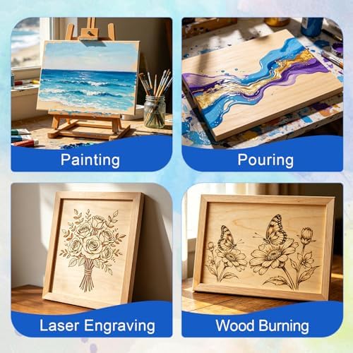 ESRICH 11x14 Inch Wood Panels for Painting, 2 Pack Craft Wood Canvas Boards, Blank Unfinished Wooden Art Board for DIY Art Creations Such as Painting, Acrylic Pouring, Resin, Burning, Collage, etc.