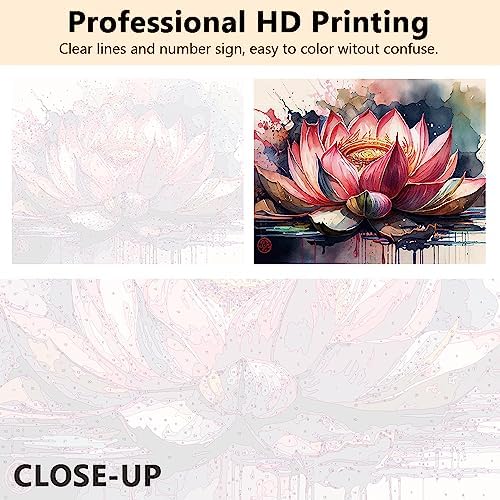 TUMOVO Colorful Abstract Lotus Paint by Numbers Craft Kit for Adults