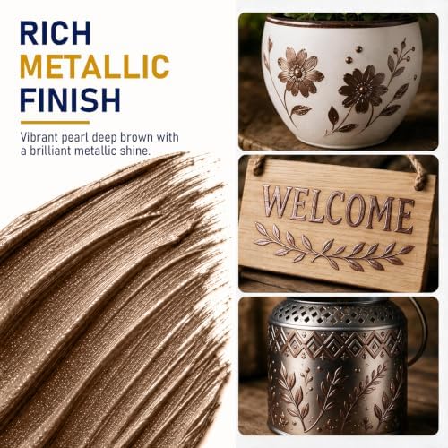 GOTIDEAL Metallic Bronze Acrylic Paint,Antique Brown Paint (500ml/16.9oz)