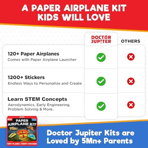 Doctor Jupiter Paper Airplane Book Kit for Kids Ages 4+, Craft Toy
