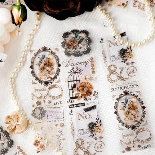 Alideco 6pcs PET Washi Tape Set Vintage Victorian Lace Washi Tapes for Journaling Scrapbook Stickers Decorative Tapes for Scrapbooking Bullet Journals, Planner, Arts & Crafts（leisianyequ