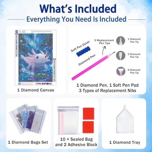 AUKELHJ Axolotl Diamond Art Kits for Adults, Diamond Painting, 12x16 Inch