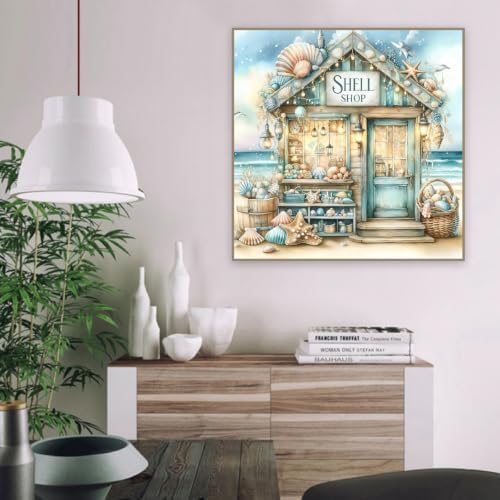 VIGEGU Beach Paint by Numbers Kit for Adults Beginner 16x16 Inch