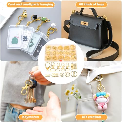 PAXCOO 300PCS Keychain Making Kit, Keychain Craft Supplies Including Key Chain Clips, Lanyard Snap Hooks, Key Rings and Jump Rings for Key Chain Making, Purse Making, Lanyard Making