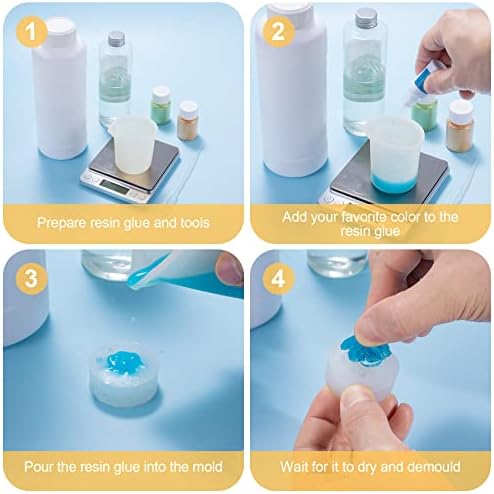 PAGOW 5pcs Mini Mirror Flower Resin Mold,3D Flower Crystal DIY Casting Mold