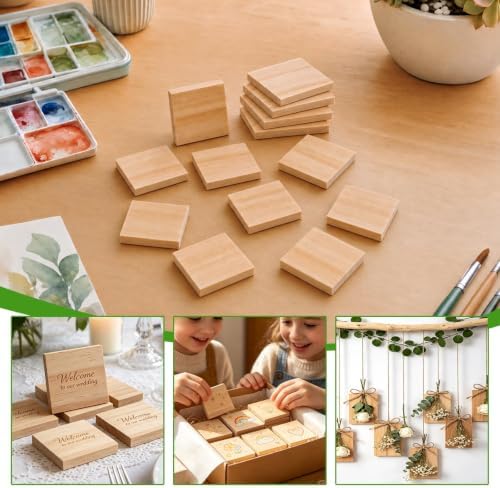 FSWCCK 36 Pcs 2x2 Wood Squares, Smooth Wooden Blanks for Laser Engraving