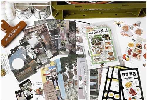 Alideco 200pcs Vintage Scrapbook Supplies Pack for Art Journaling Bullet Junk Journal Planners DIY Paper Stickers Craft Kits Notebook Collage Album Aesthetic Cottagecore Picture Frames (jijingxingxi)