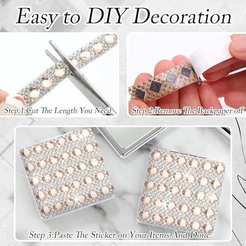 Champagne Rhinestone Ribbon Roll Glass Gem 1 CM Wide Crystal Trim