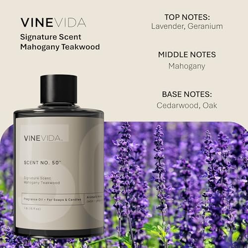 VINEVIDA [16oz] Mahogany Teakwood Fragrance Oil for Candle Making and Soap Making - Premium Candle Scents for Soy Candles