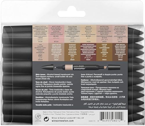 Winsor & Newton ProMarker Set, 12 Count, Skin Tones