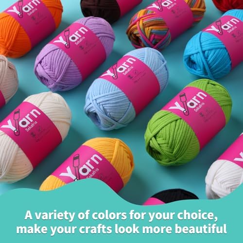 Crochet Yarn with Cotton Yarn for Crocheting - Crochet Knitting Yarn for Beginners with Easy-to-See Stitches - Yarns for Crocheting - Parfait Chunky Yarns -Cotton-Nylon Blend (Pale Blue)