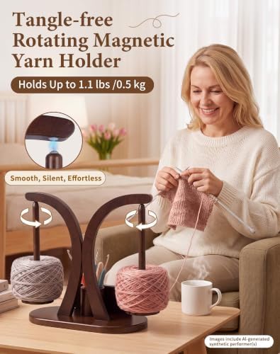 SPEENSUN Tangle-Free Magnetic Double Yarn Holder for Crocheting