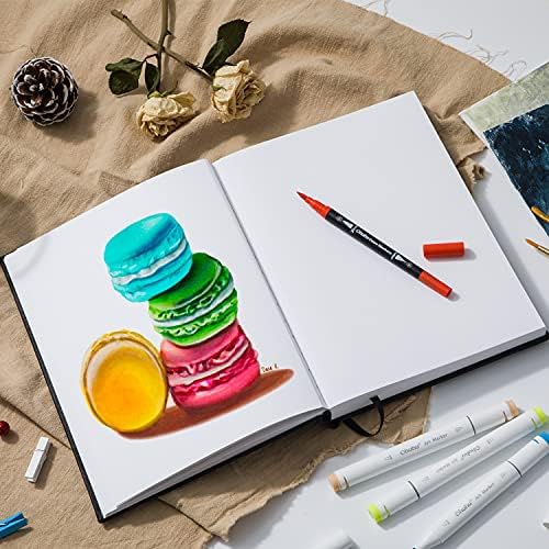 Ohuhu 10"x7" Mix Media Pad Art Sketchbook 78 Sheets for Painting Drawing | Large Sketch Book - 120 LB/200 GSM Heavyweight Paper - Hardcover Mixed Media Sketch Pad for Watercolor Acrylic Christmas Gift