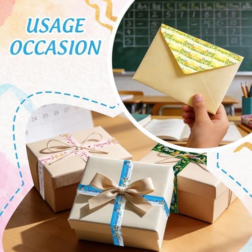 Whaline 12 Rolls Holiday Monthly Washi Tape Seasonal Masking Tape Set 12 Months of The Year Decorative Wrapping Paper Tapes Boxed for Scrapbook Journal DIY Crafts