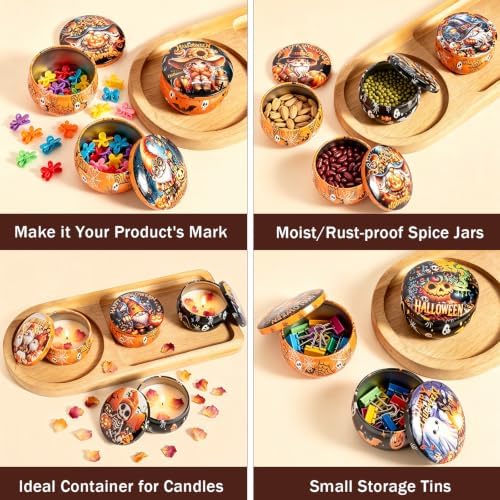 Halloween Horror Candle Tins, 12 Packs Candle Jars for Making Candles 2.5oz