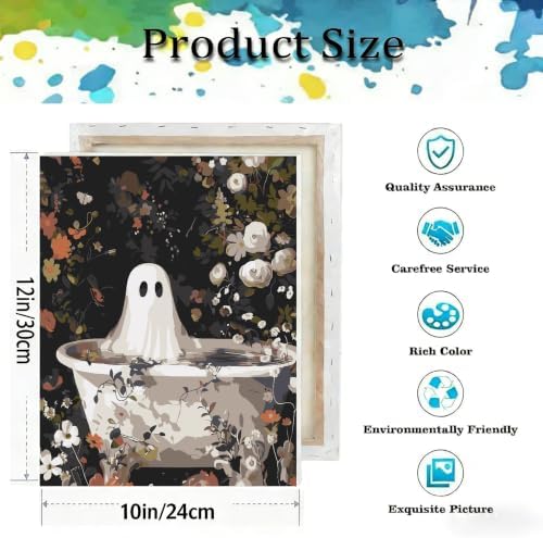 Ghost Paint by Numbers Kit for Adults Beginner with Framed 10x12 Inch